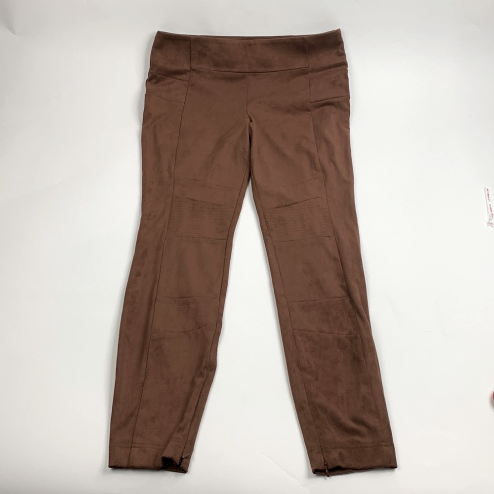 Sundance Velour stretch Skinny pants Size 6 Brown Zip up side & bottom hem